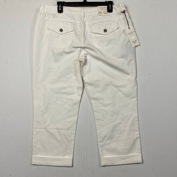 Simply Vera Vera Wang White Cuffed Crop Pants Size 16 - Picture 6 of 8